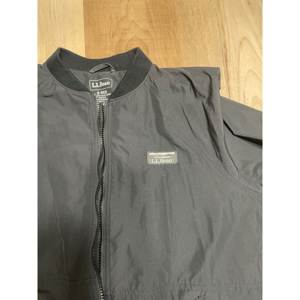 LL Bean Womens Bomber Jacket Black Recycled Nylon Full Zip Small Regular - Picture 6 of 7